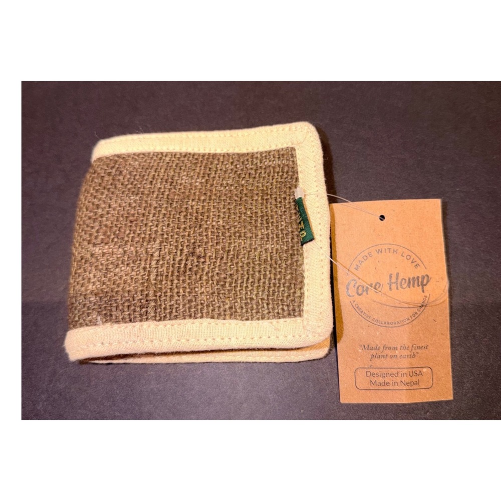 Core Hemp Bifold Wallet Brown Cream Himalayan Hemp Made in Nepal NWT